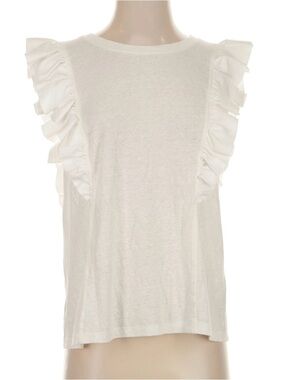 BCBGMaxAzria White Ruffle Sleeve Tank Top